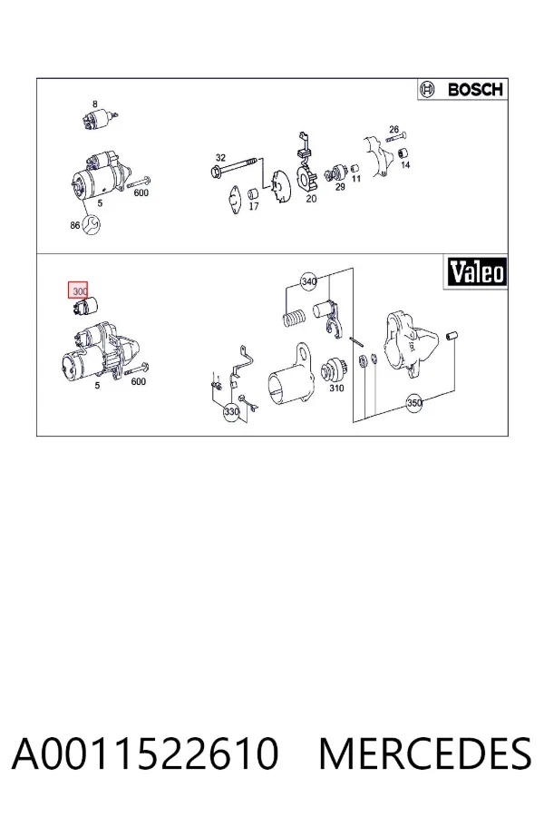 Solenoide de arranque A0011522610 Mercedes