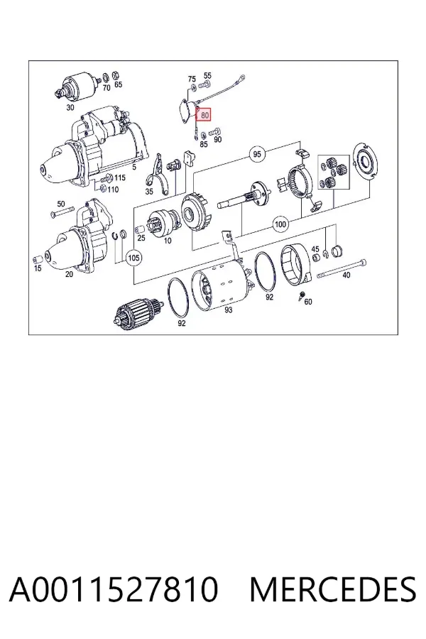 Solenoide de arranque A0011527810 Mercedes