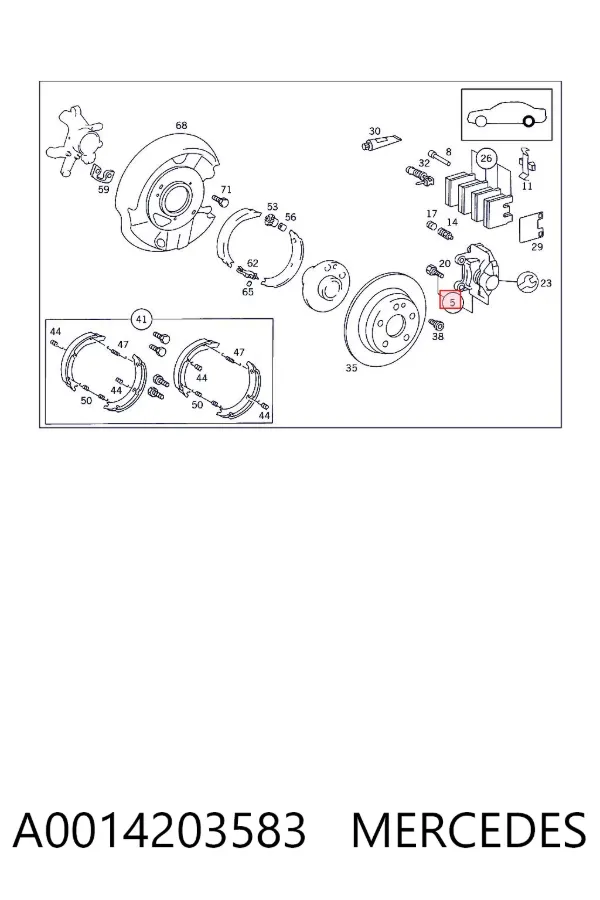 Pinza de freno trasera izquierda A0014203583 Mercedes