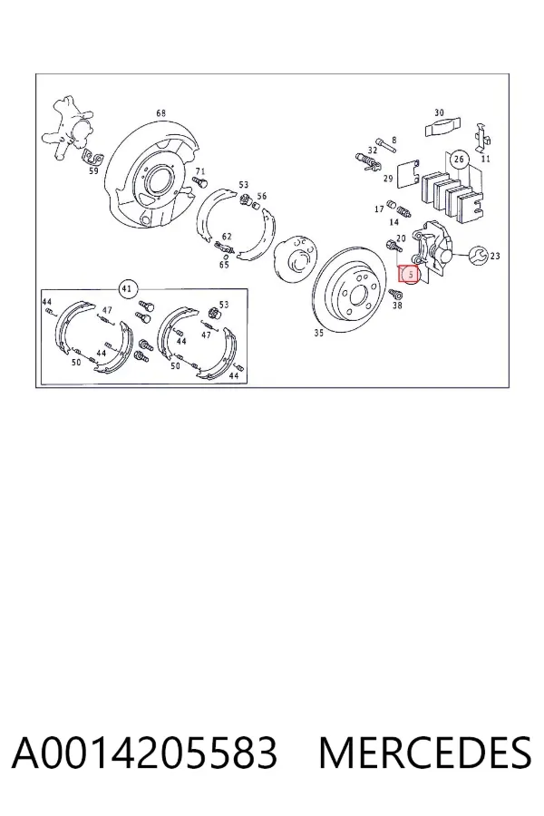 Pinza de freno trasera izquierda A0014205583 Mercedes