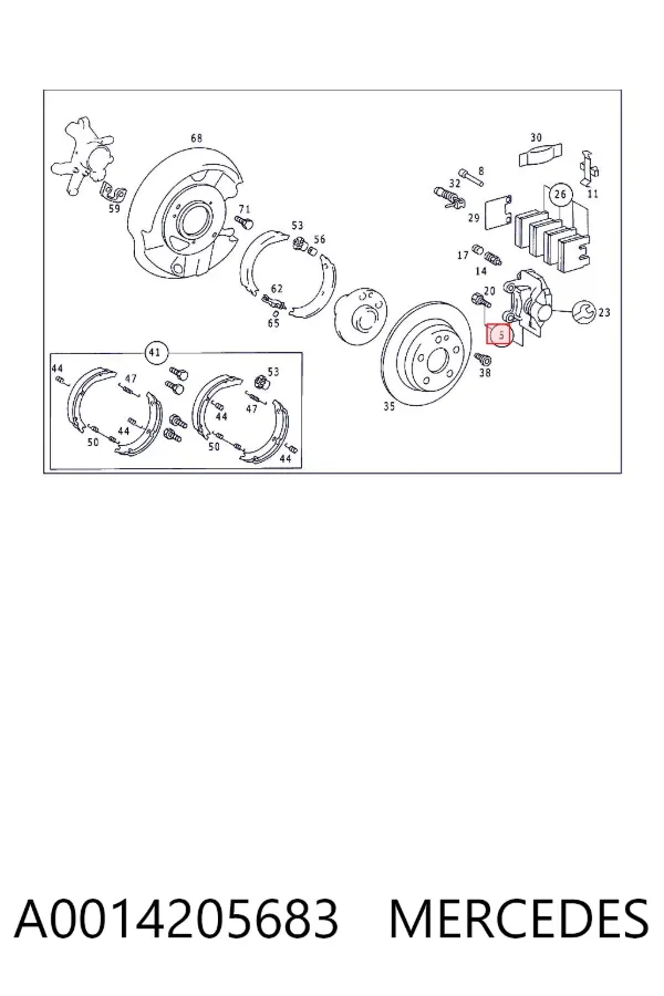 Pinza de freno trasera derecha A0014205683 Mercedes