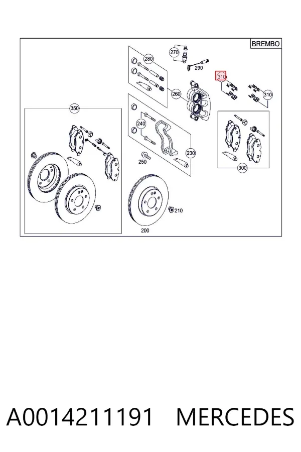 Resorte de retención de la pinza de freno A0014211191 Mercedes