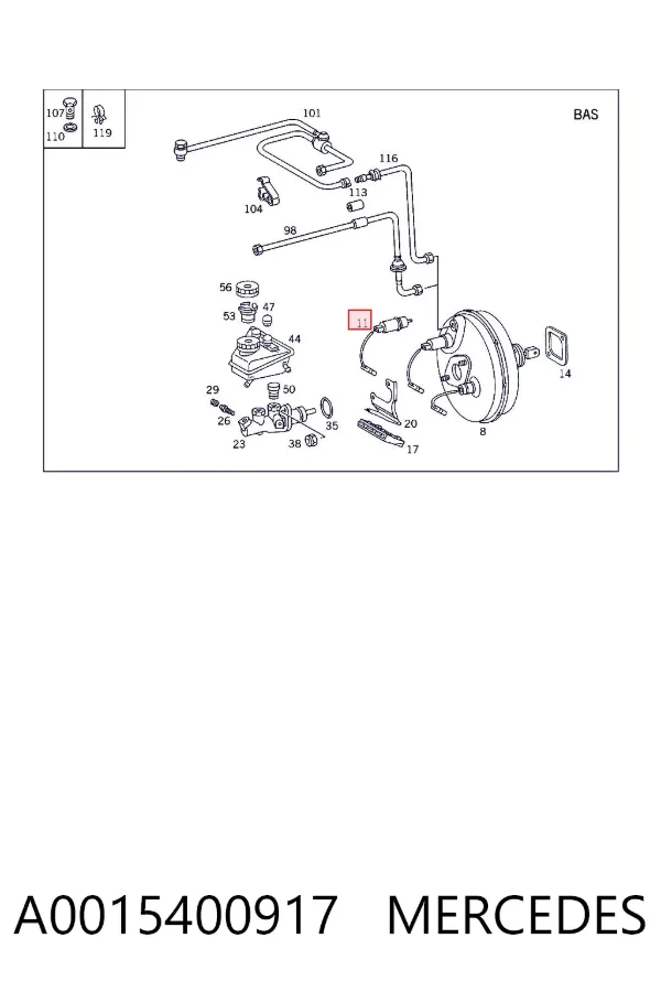Sensor BAS del servofreno A0015400917 Mercedes