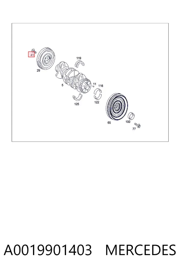 Perno de la polea del cigüeñal A0019901403 Mercedes