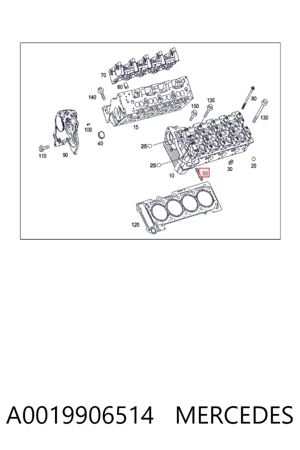 Espárrago del colector de escape A0019906514 Mercedes