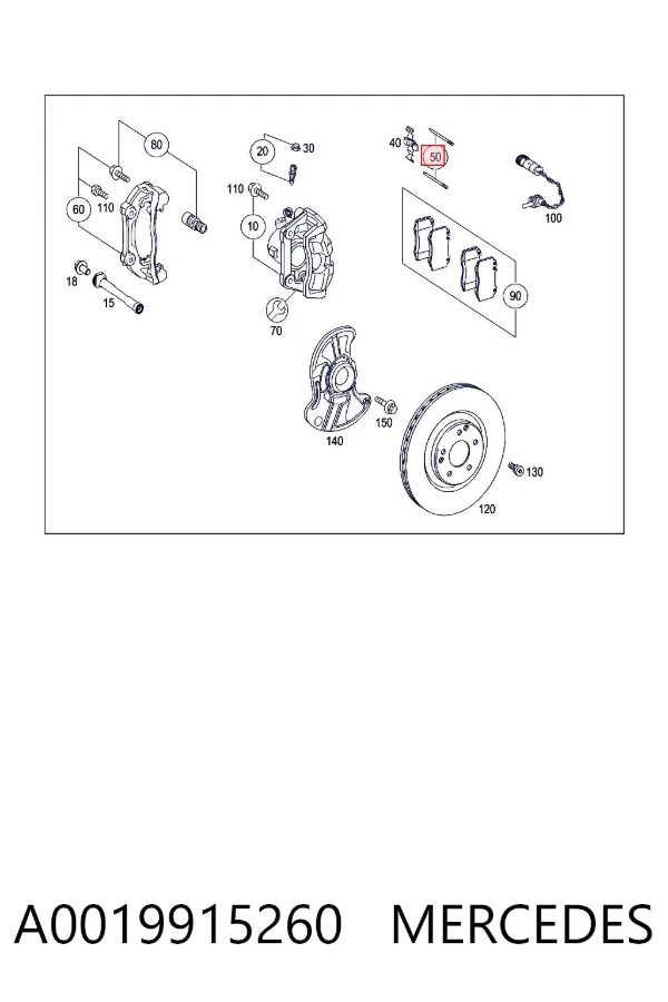 Juego de reparación de pastillas de freno A0019915260 Mercedes