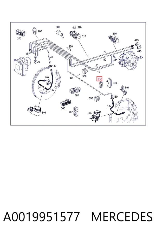 Abrazadera de tubo de freno A0019951577 Mercedes