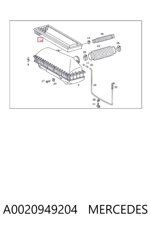 Filtro de aire A0020949204 Mercedes