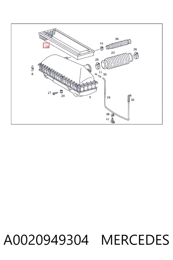 Filtro de aire A0020949304 Mercedes