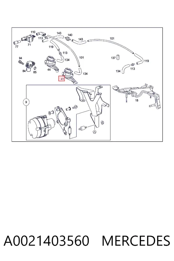 Válvula de aire secundario A0021403560 Mercedes
