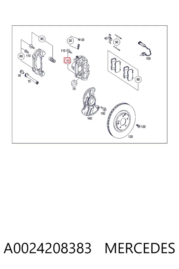 Pinza de freno delantera izquierda A0024208383 Mercedes