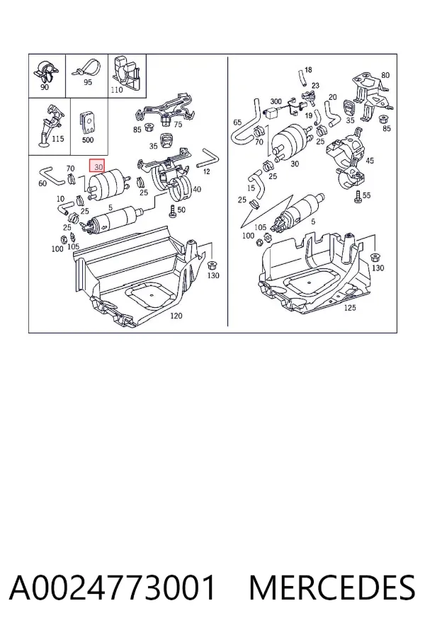 Filtro de combustible A0024773001 Mercedes