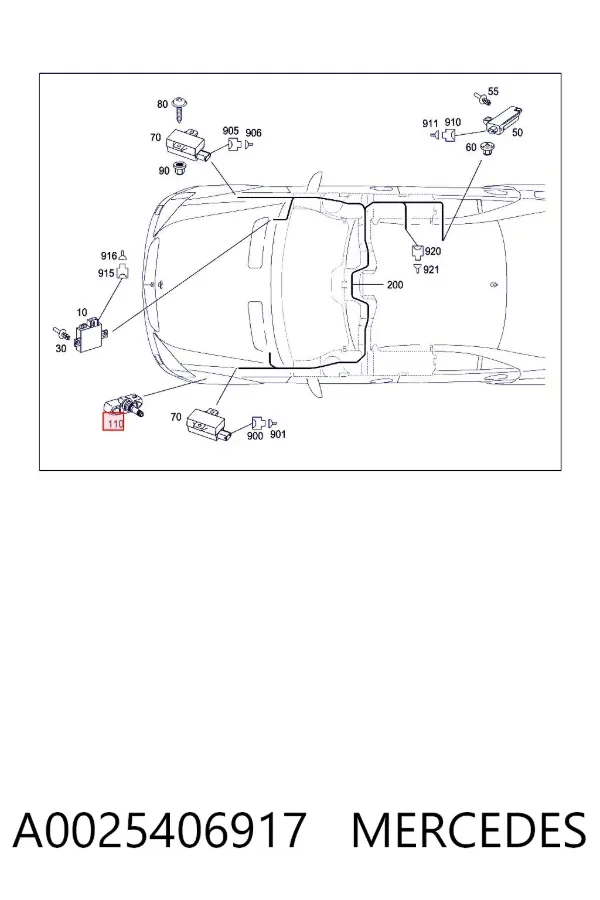 Sensor de presión de neumáticos A0025406917 Mercedes