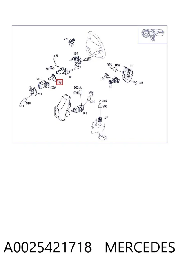 Sensor angulo de giro A0025421718 Mercedes