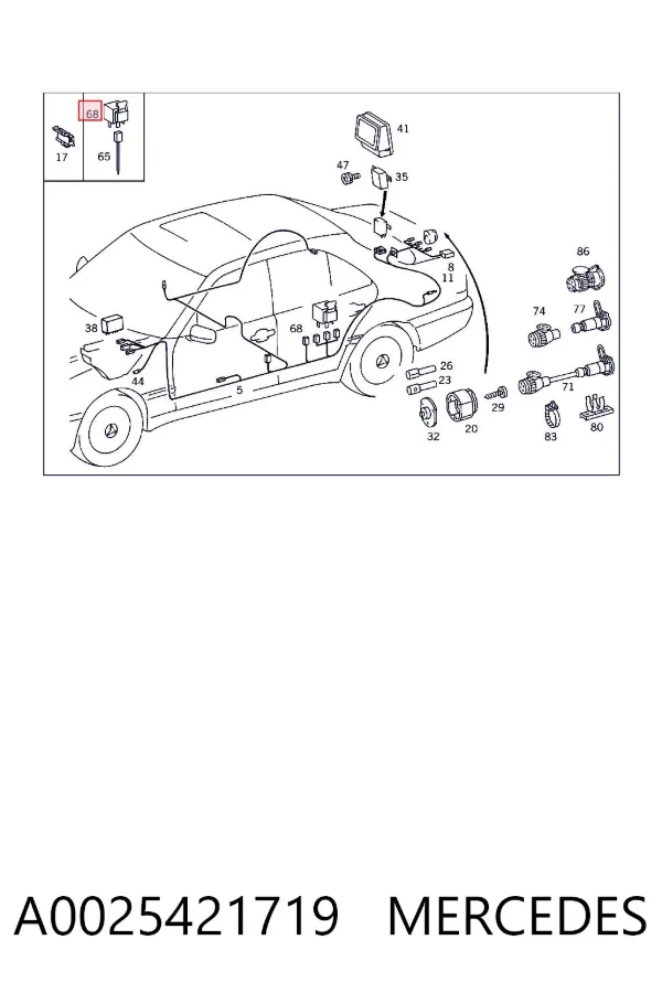 Relé de faro antiniebla A0025421719 Mercedes