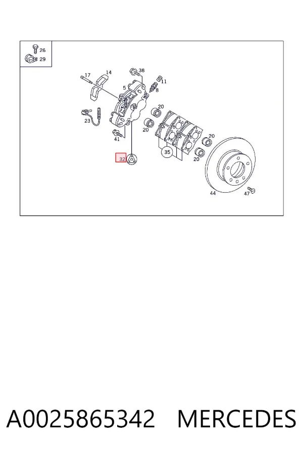Kit de reparación de pinzas de freno A0025865342 Mercedes