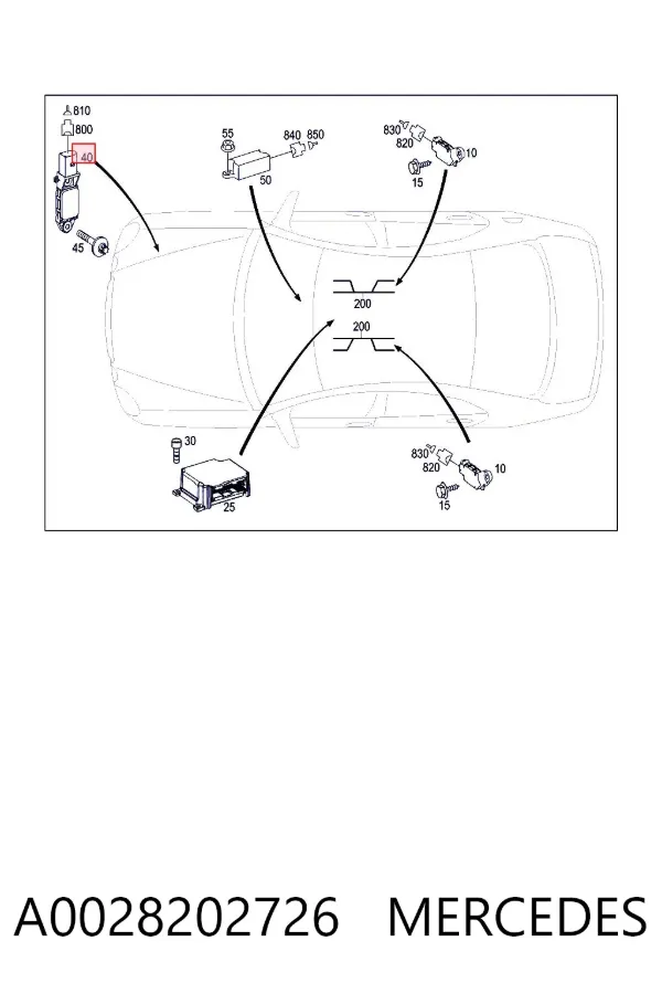 Sensor de airbag delantero A0028202726 Mercedes