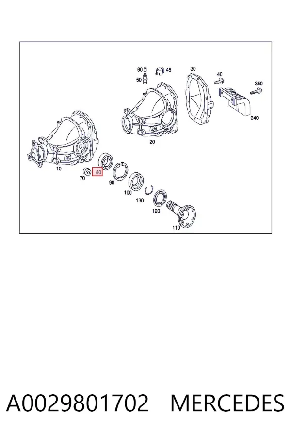 Cojinete del diferencial del eje trasero A0029801702 Mercedes