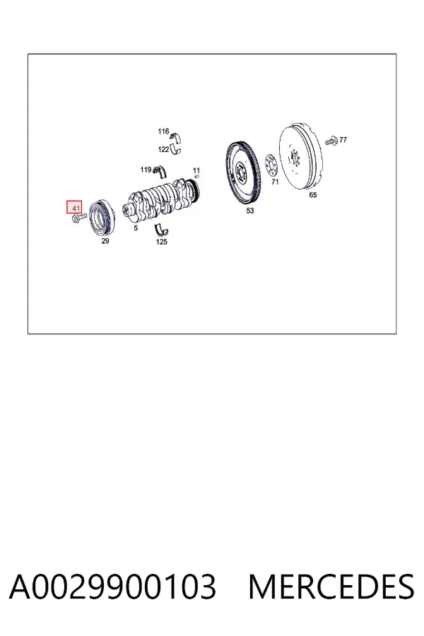 Perno de la polea del cigüeñal A0029900103 Mercedes