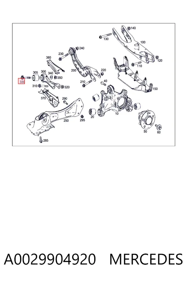 Perno interior del brazo de caída trasero A0029904920 Mercedes