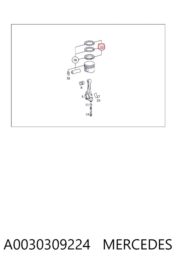 Aros de pistón para 1 cilindro, STD A0030309224 Mercedes