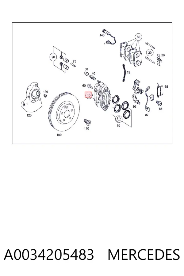 Pinza de freno delantera derecha A0034205483 Mercedes