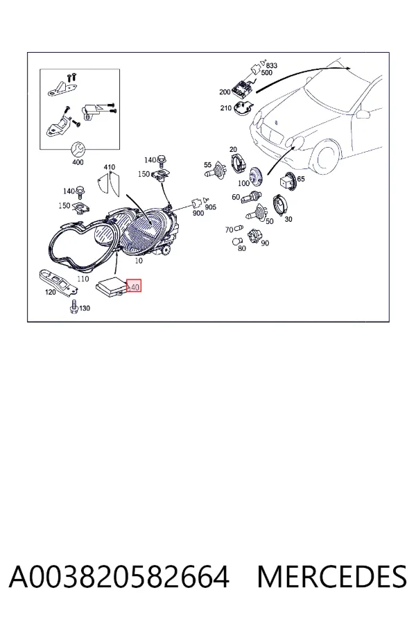 Módulo de control de luces de faros (ECU) A003820582664 Mercedes