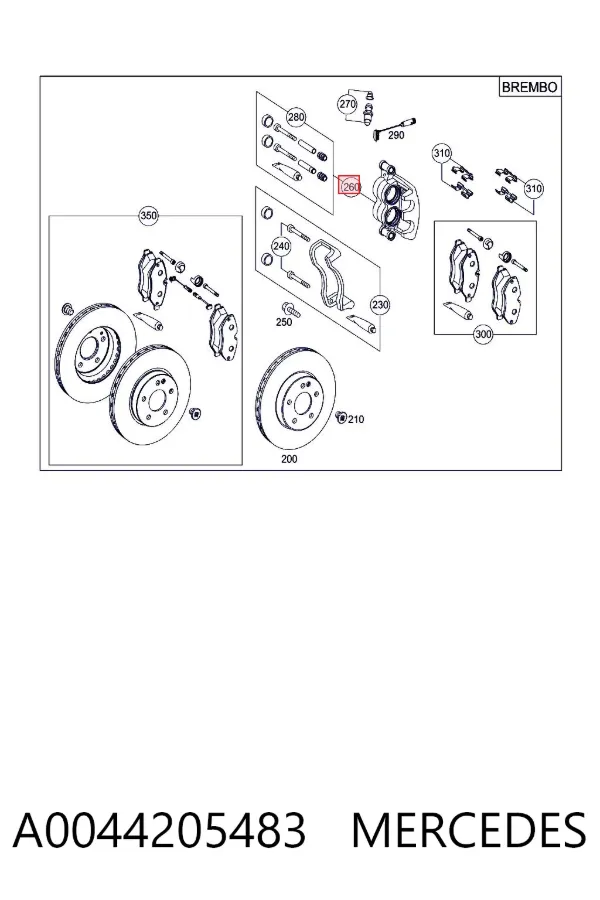 Pinza de freno delantera derecha A0044205483 Mercedes