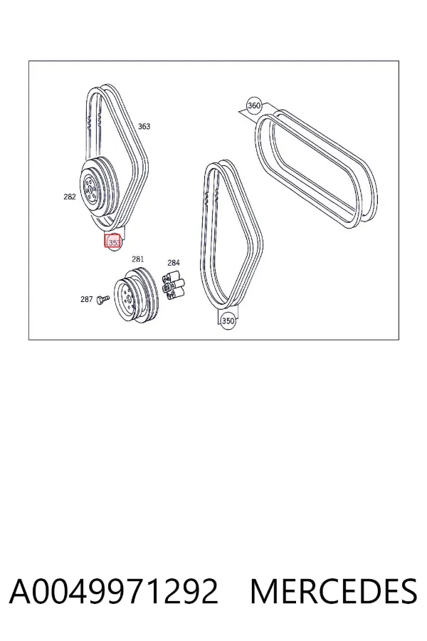 Correa de alternador A0049971292 Mercedes