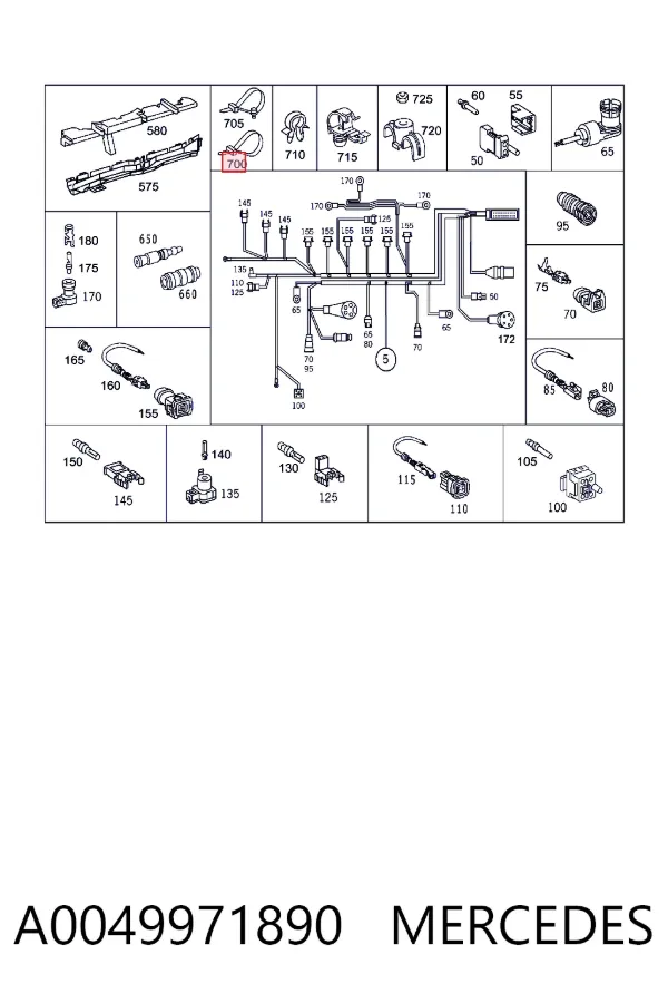 Abrazadera plástica universal A0049971890 Mercedes