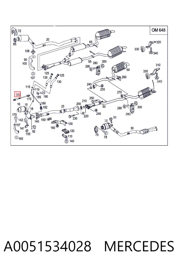 Sensor de temperatura de gases de escape en catalizador A0051534028 Mercedes