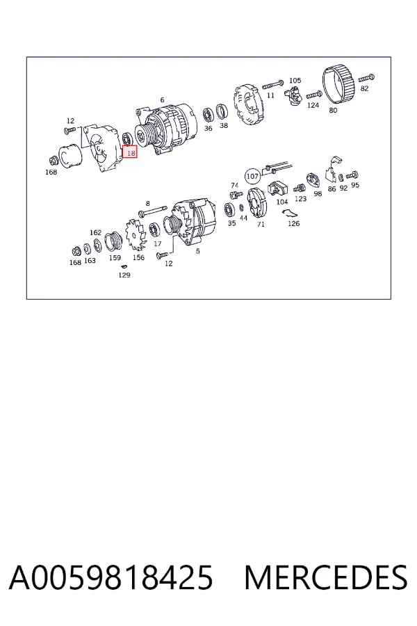 Rodamiento alternador A0059818425 Mercedes