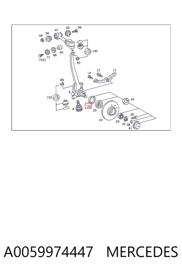 Retén de cubo de rueda delantero A0059974447 Mercedes