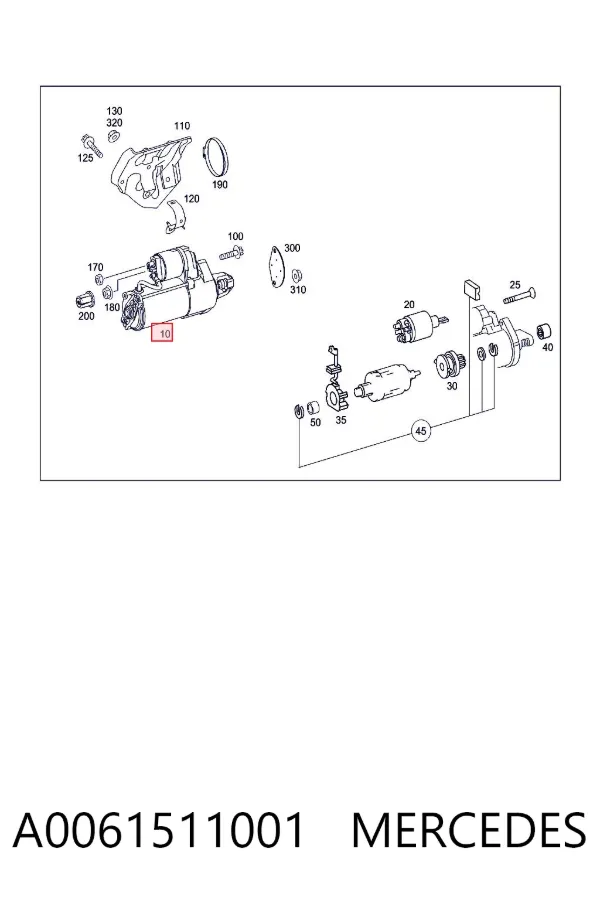 Motor de arranque A0061511001 Mercedes