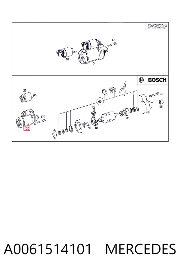 Motor de arranque A0061514101 Mercedes