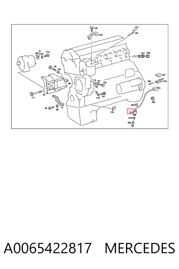 Sensor de cigüeñal A0065422817 Mercedes