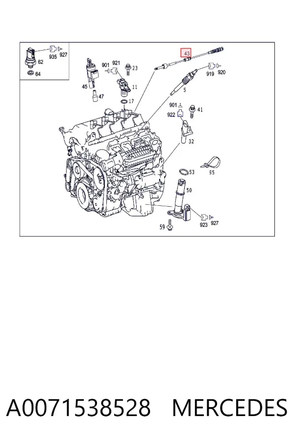 Sensor de temperatura de gases de escape antes del catalizador A0071538528 Mercedes