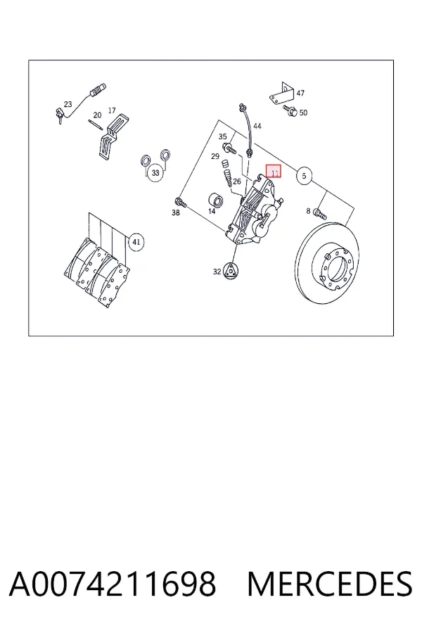 Pinza de freno delantera derecha A0074211698 Mercedes
