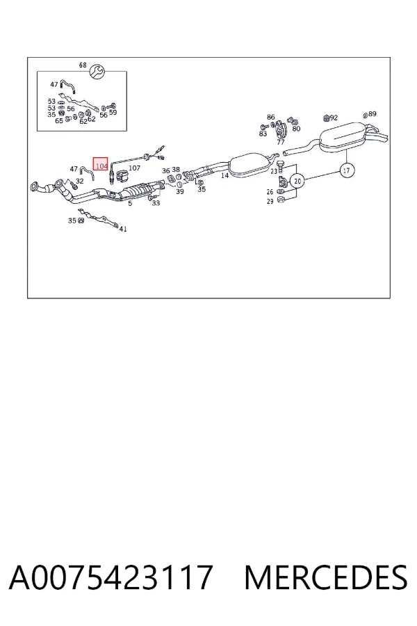 Sensor de oxígeno previo al catalizador A0075423117 Mercedes