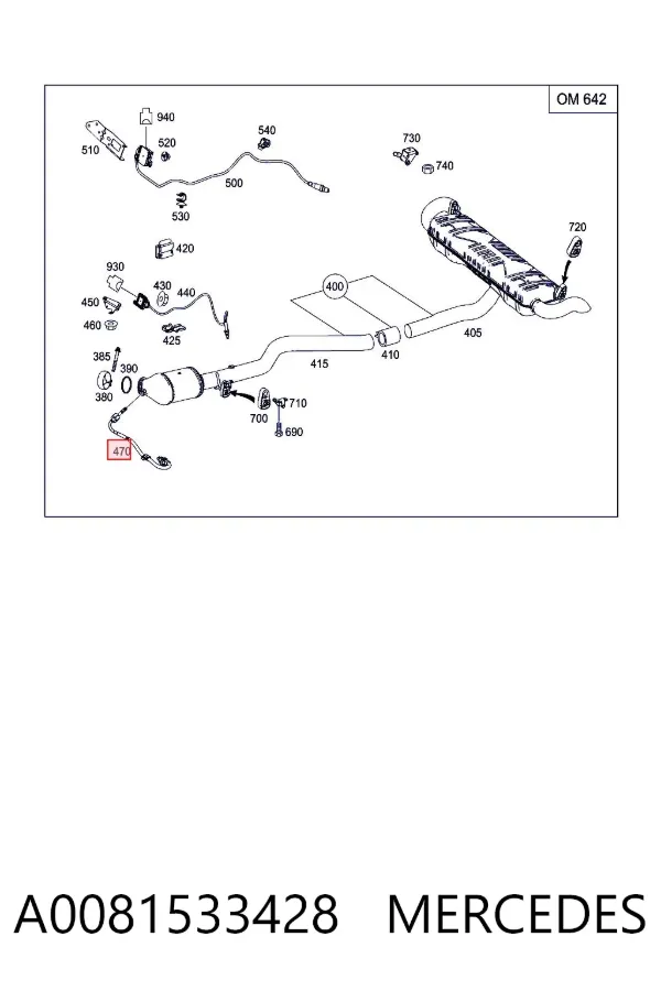 Sensor de temperatura de gases de escape después del filtro de partículas A0081533428 Mercedes