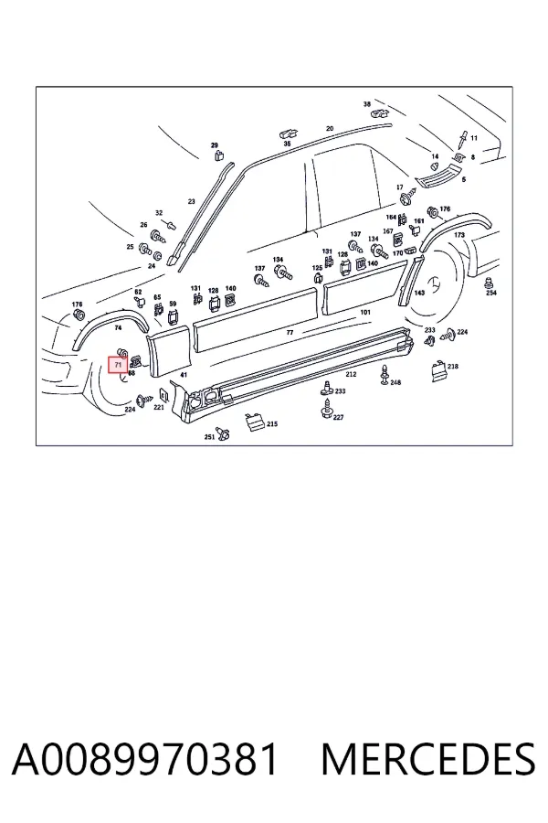 Clip de fijación del guardabarros delantero A0089970381 Mercedes