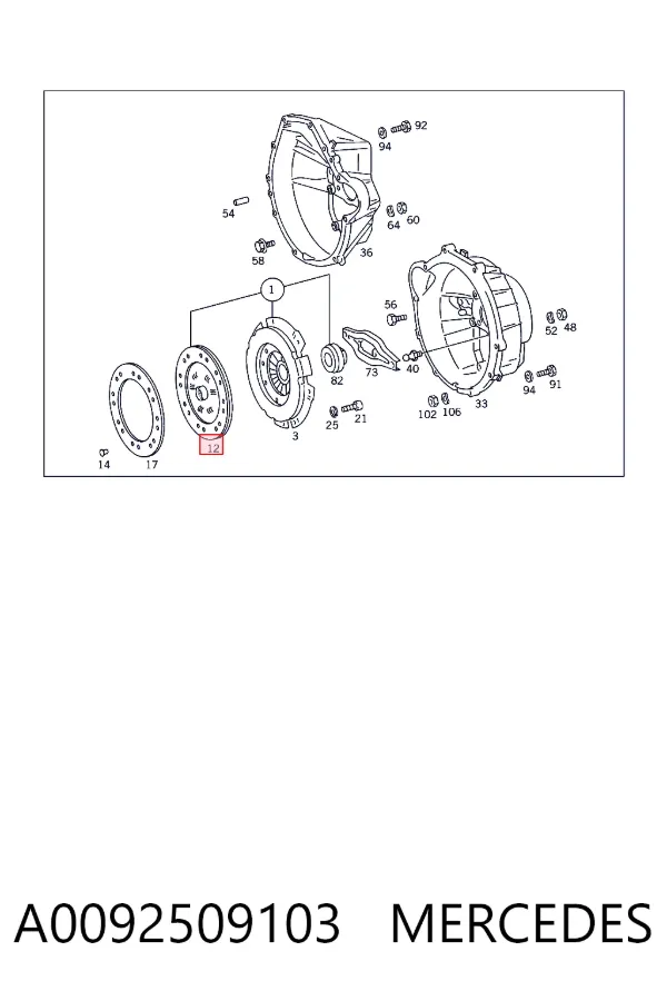 Disco de embrague A0092509103 Mercedes