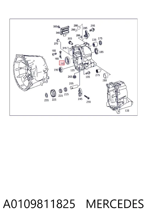 Cojinete del eje intermedio de la caja de cambios A0109811825 Mercedes
