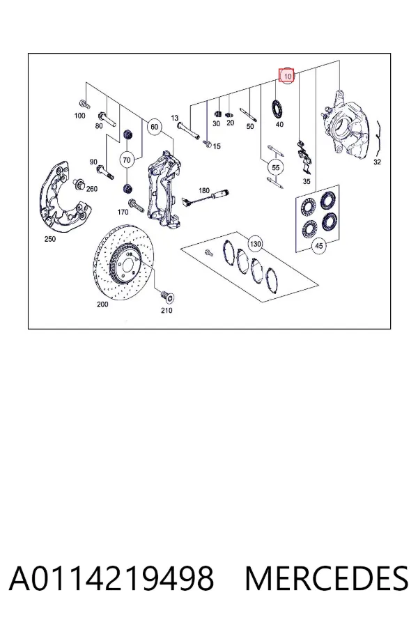 Pinza de freno delantera derecha A0114219498 Mercedes