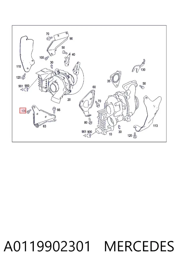 Perno de fijación del brazo inferior delantero A0119902301 Mercedes