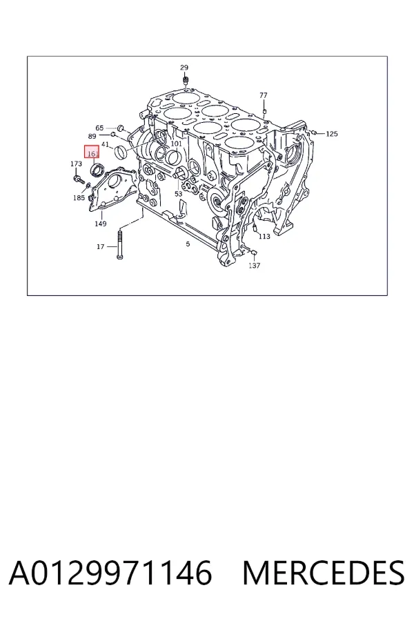 Retén de cigüeñal frontal A0129971146 Mercedes
