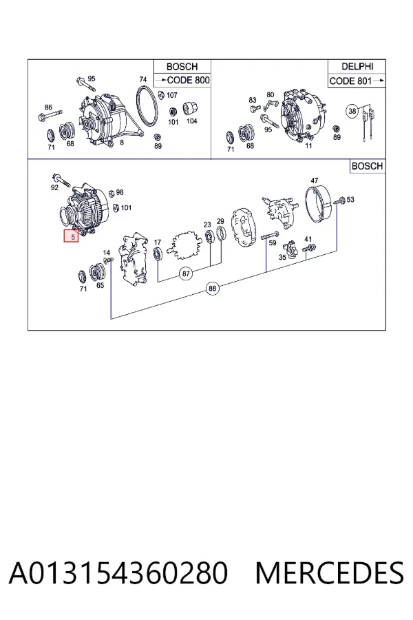 Alternador A013154360280 Mercedes