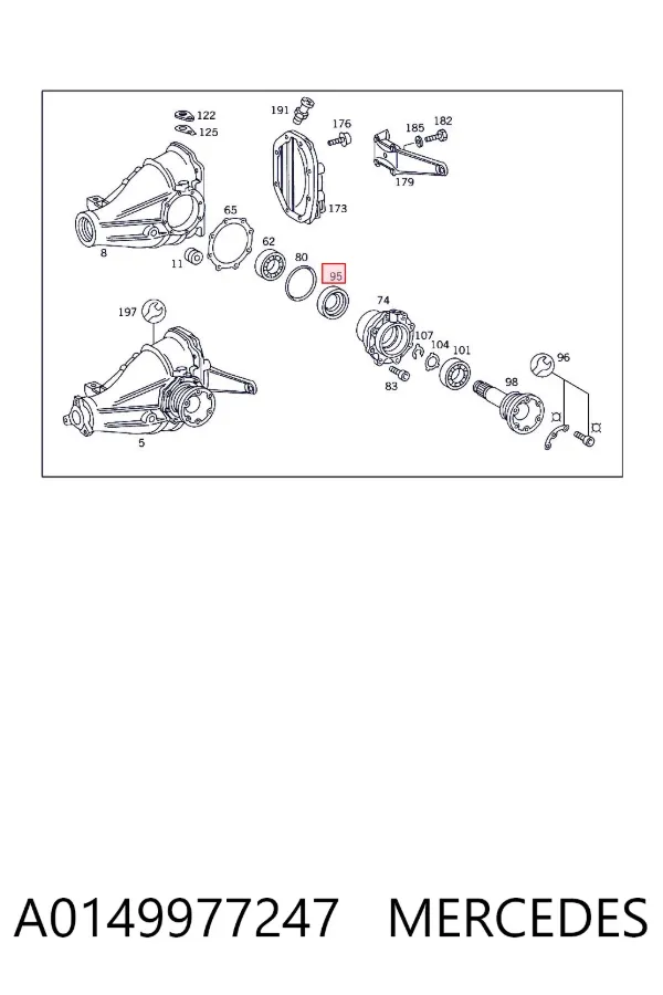 Retén del diferencial del eje trasero A0149977247 Mercedes