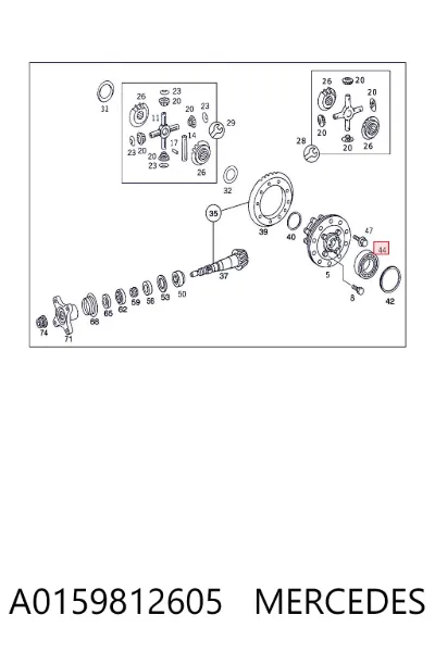 Cojinete del diferencial del eje trasero MERCEDES A0159812605