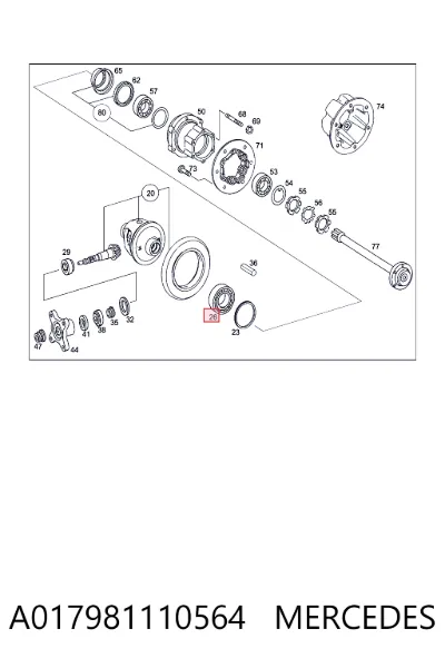 Cojinete del diferencial del eje trasero MERCEDES A017981110564